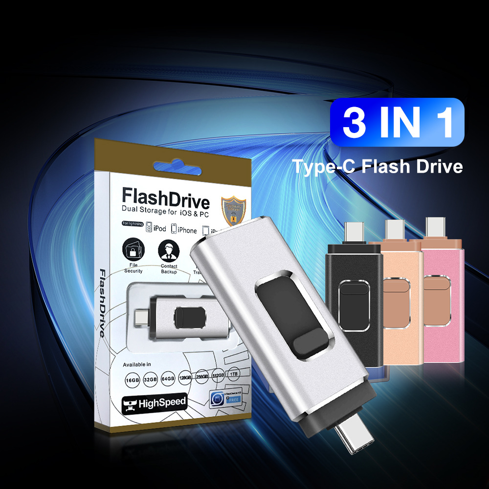 Microdrive-3-in-1-USB30-Flash-Laufwerk-USBMicroType-C-Tri-Schnittstelle-Pendrive-64G128G256G-Hohe-Ge-2005703-1